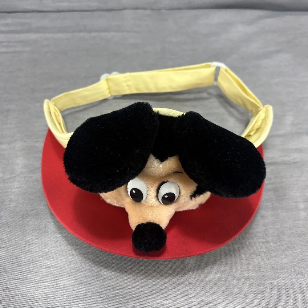 Vintage Mickey Mouse Walt Disney World Visor 1960s Red Yellow Hat RARE EUC Plush